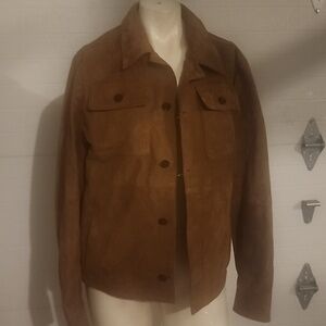 MICHAEL KORS MENS SUEDE SPRING 23 CARAMEL 100% LAMB LEATHER SIZE S